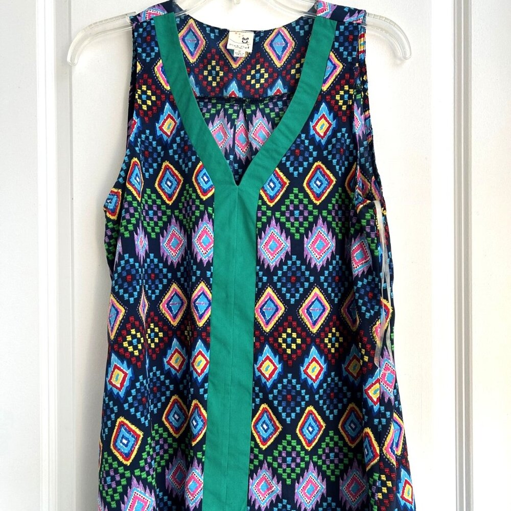 Pink Owl Multicolor Tank Top Sleeveless Aztec Boho Colorful Summer M Resort